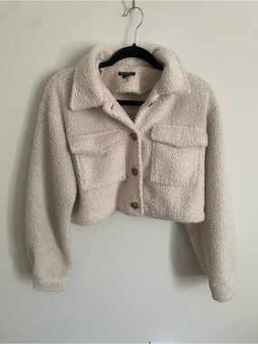 MIMOSA Cream Cropped Sherpa Teddy Jacket